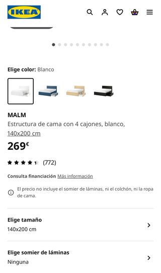 Estructura de cama Malm IKEA con 4 cajones