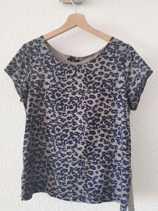 Camisa leopardo gris-azul marino