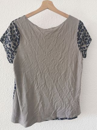 Camisa leopardo gris-azul marino