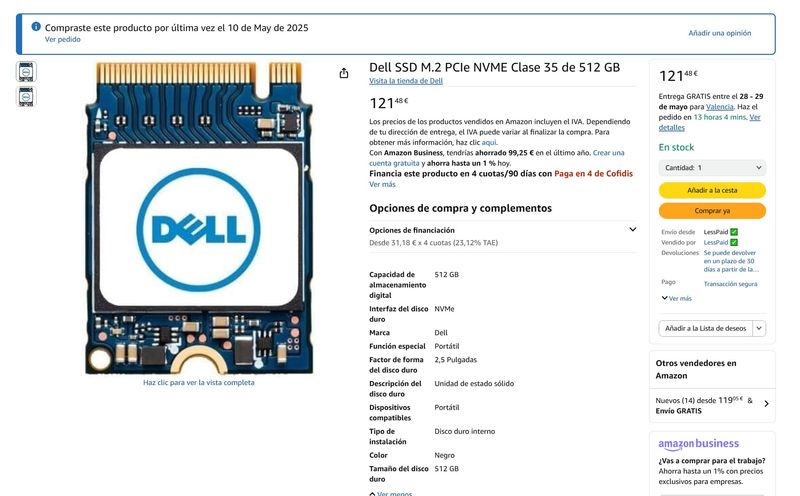 Dell SSD M.2 PCIe NVME Clase 35 de 512 GB afbeelding 3
