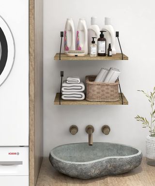 Estantes Pared Rústicos 30x40cm Madera y Metal x6