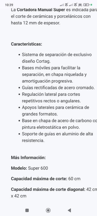 Cortadora azulejos Cortag Super 600