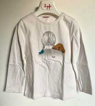 T-shirt bimba Il Gufo 4 anni caldo cotone bianco