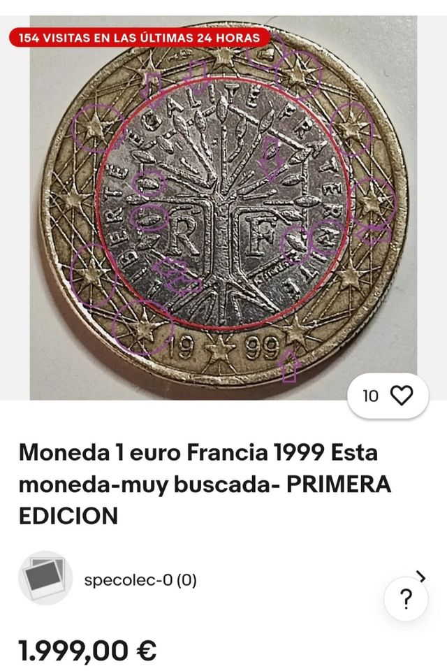 Moneda 1€ Francia 1999 - 1ª Edición