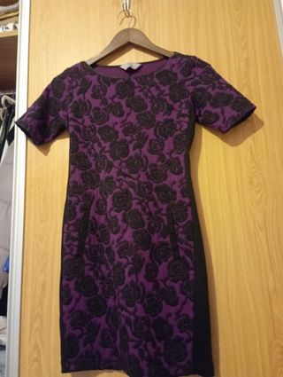 Vestido flores negro y morado