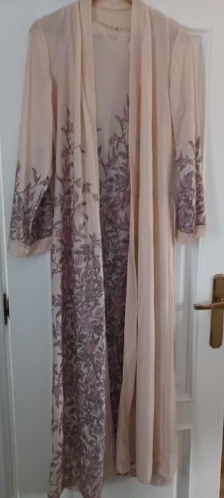 Vestido camisón beige estampado talla S