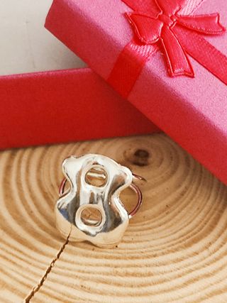 OFERTA! Anillo ajustable oso grandecito plata 925