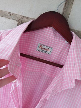 Camisa hombre Renoir cuadros rosa XL
