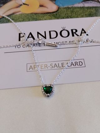 Collar Pandora Verde Plata