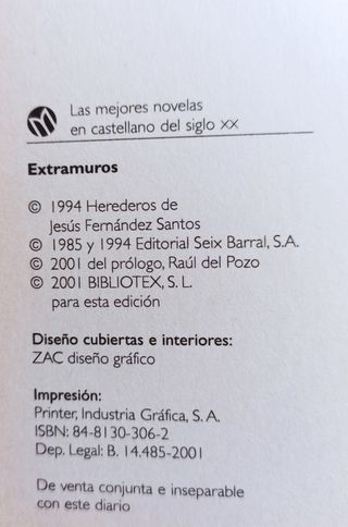 NOVELA "EXTRAMUROS" DE JESÚS FERNÁNDEZ SANTOS 