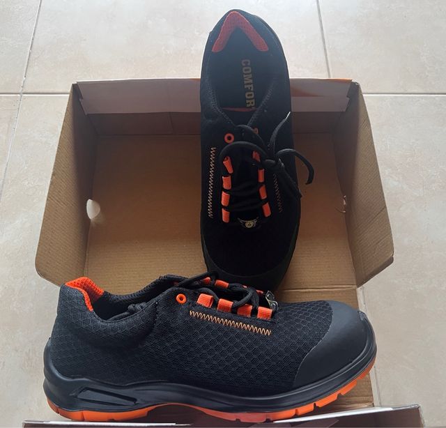 Zapatos seguridad - negros y naranjas