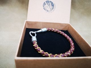 Pulsera piel marrón trenzada