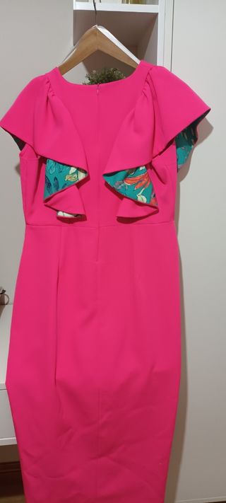 Vestido midi rosa fucsia