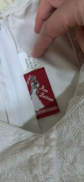 Vestido Sevillanas Blanco-Coral