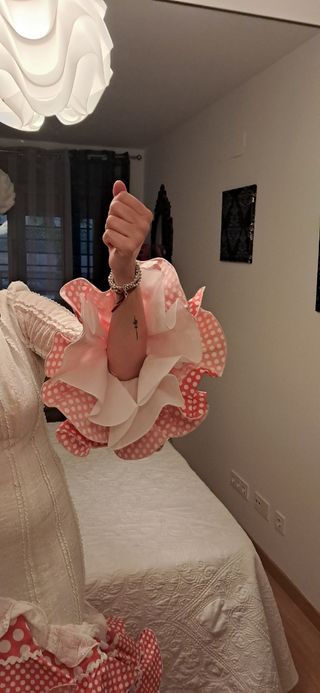 Vestido Sevillanas Blanco-Coral