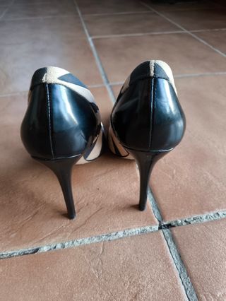 Tacones Zara - Rayas Beige&Negro