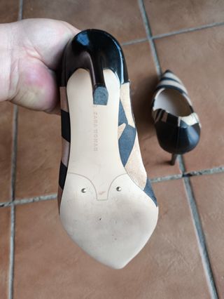 Tacones Zara - Rayas Beige&Negro