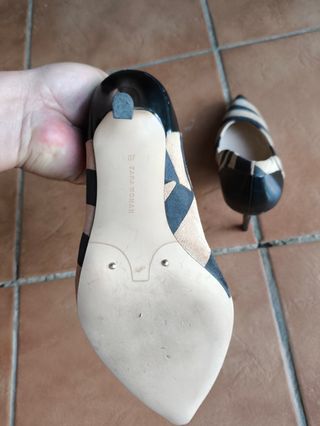 Tacones Zara - Rayas Beige&Negro