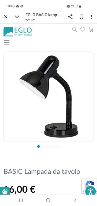 Lampada da tavolo EGLO BASIC nera nuova orientabil