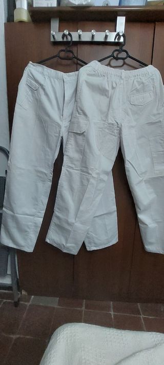 Lote 2 pantalones de trabajo blanco multibolsillos