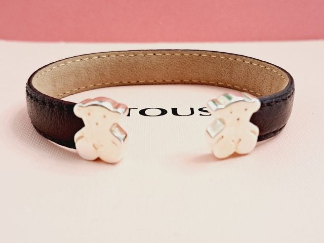 Pulsera Tous piel marrón plata