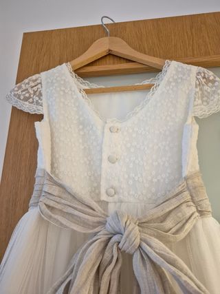 Vestido comunión niña blanco roto