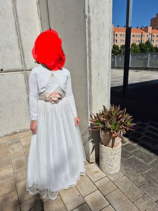Vestido comunión niña blanco roto