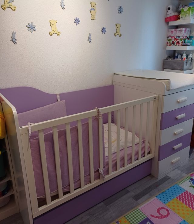 Cuna convertible cama+cambiador