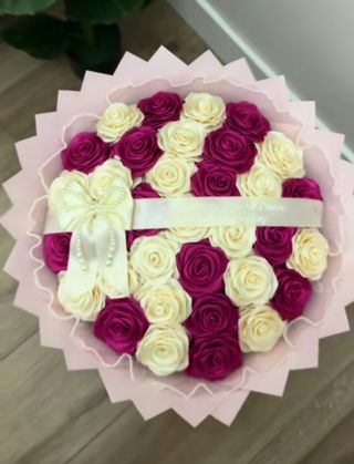 Ramo rosas fucsia-beige