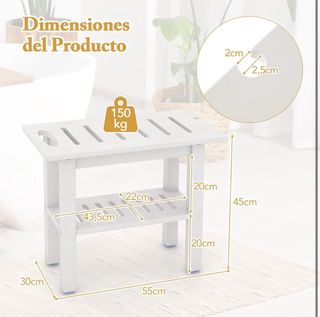 NUEVO Taburete Ducha Blanco 