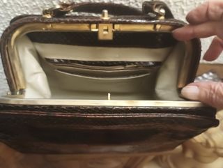 Bolso piel serpiente marrón,monedero y billetero