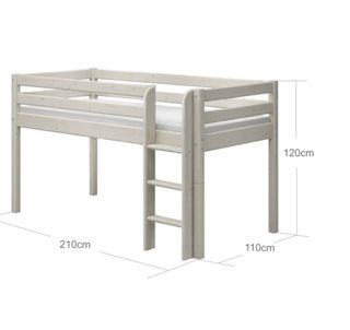 Cama FLEXA media altura pino macizo color blanco