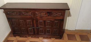 Mesa entrada + espejo madera