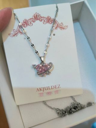 Collana cuore rosa e argento