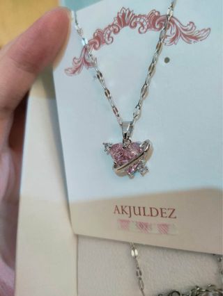 Collana cuore rosa e argento