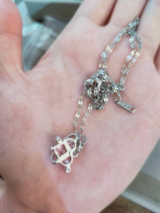 Collana cuore rosa e argento