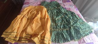 Traje Flamenca turquesa y amarillo