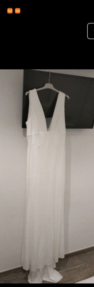 Vestido novia blanco, escote V