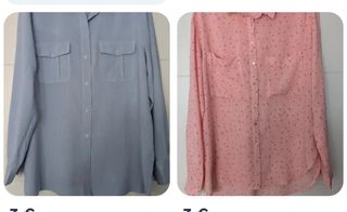 Camisa azul Sense oBlusa Stradivarius rosa estampa