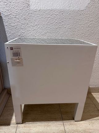 Mesita noche blanca plata espejo