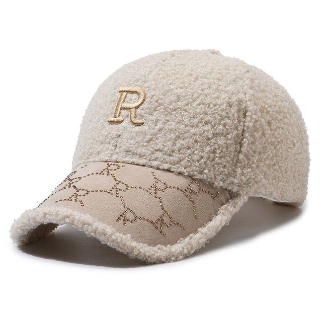 Big Head Solid Artificial Lamb Wool Baseball Cap