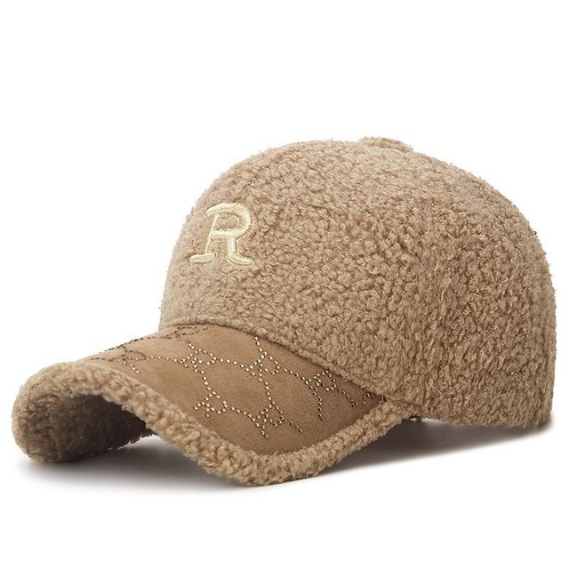 Big Head Solid Artificial Lamb Wool Baseball Cap
