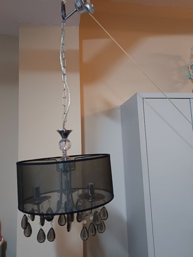 Lampara techo moderna - negra y plateada