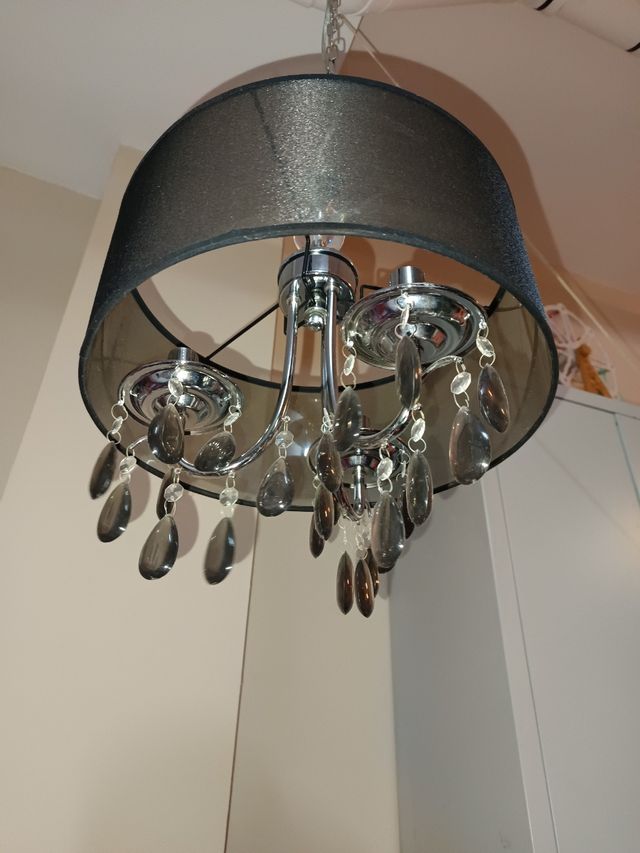 Lampara techo moderna - negra y plateada