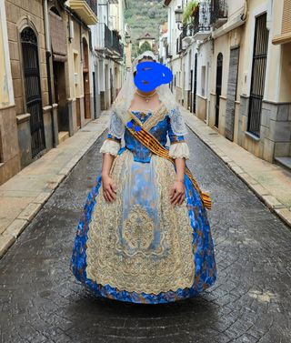 Traje Fallera Azul y Dorado
