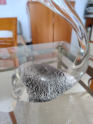 Scultura Balena Vetro Argento
