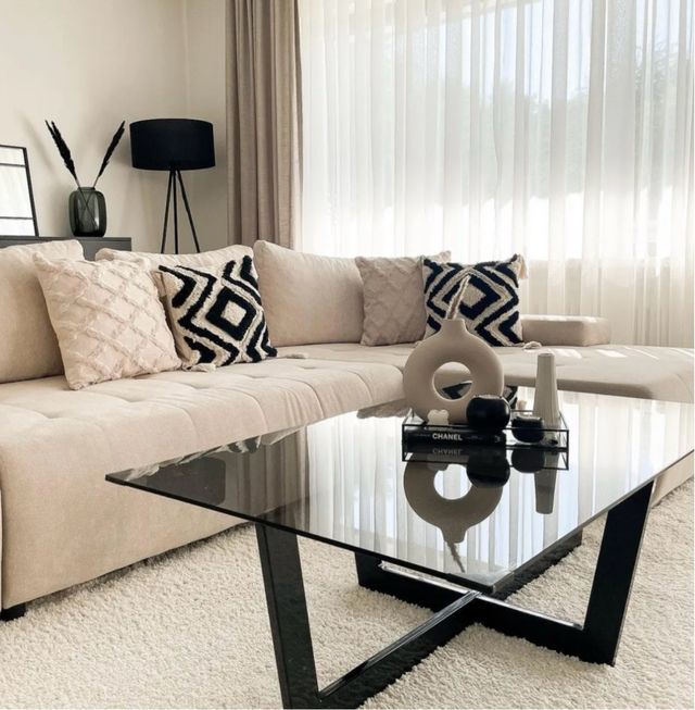 Mesa centro Plam cristal negro