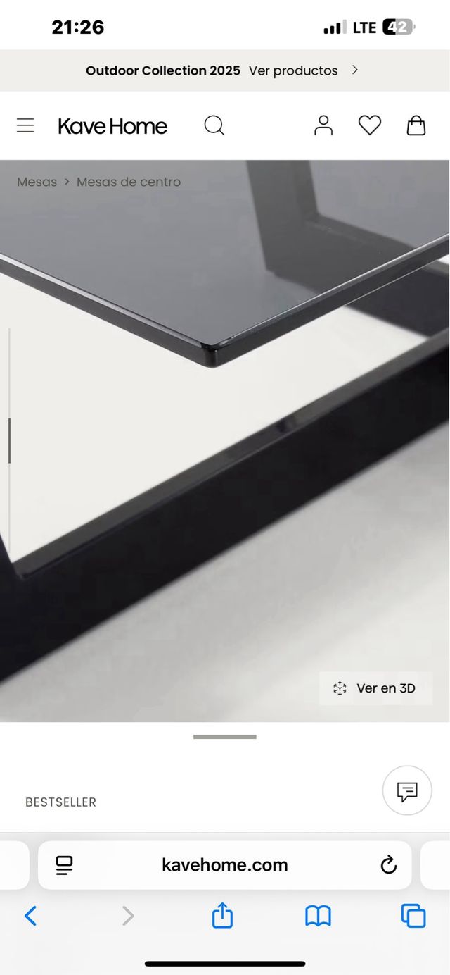 Mesa centro Plam cristal negro