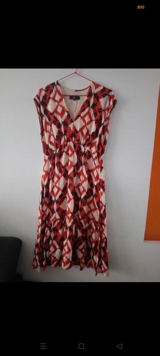 Vestido largo rojo y blanco