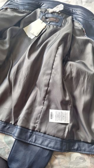 Cazadora moto azul mujer